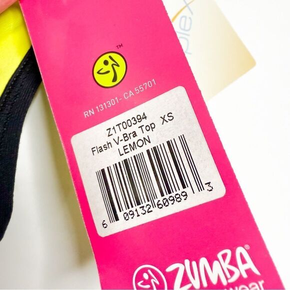 Zumba NWT! Women's Flash V-Bra Top Lemon Yellow Size XS - Picture 4 of 5